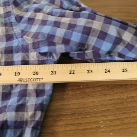 Goodfellow & Co Long Sleeve Flannel Button-up Shirt Checkered Blue Slim Men's L - Picture 4 of 6